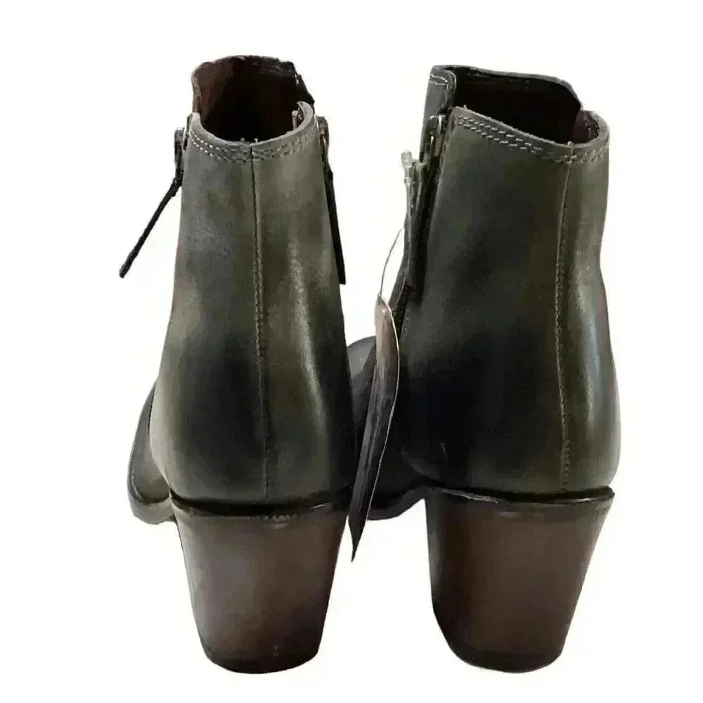 Roan By Bed Stu Boots Womens 11 Gray Lina Leather Double Zip Distressed NEW - Picture 7 of 10